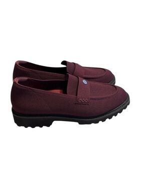 Vivaia Francesca Round Toe Platform Chunky Heel Loafers 11 Burgundy Stretchy